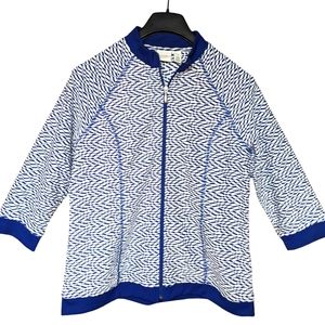 Chico's Blue Zip Front Textured Jacket Size 1